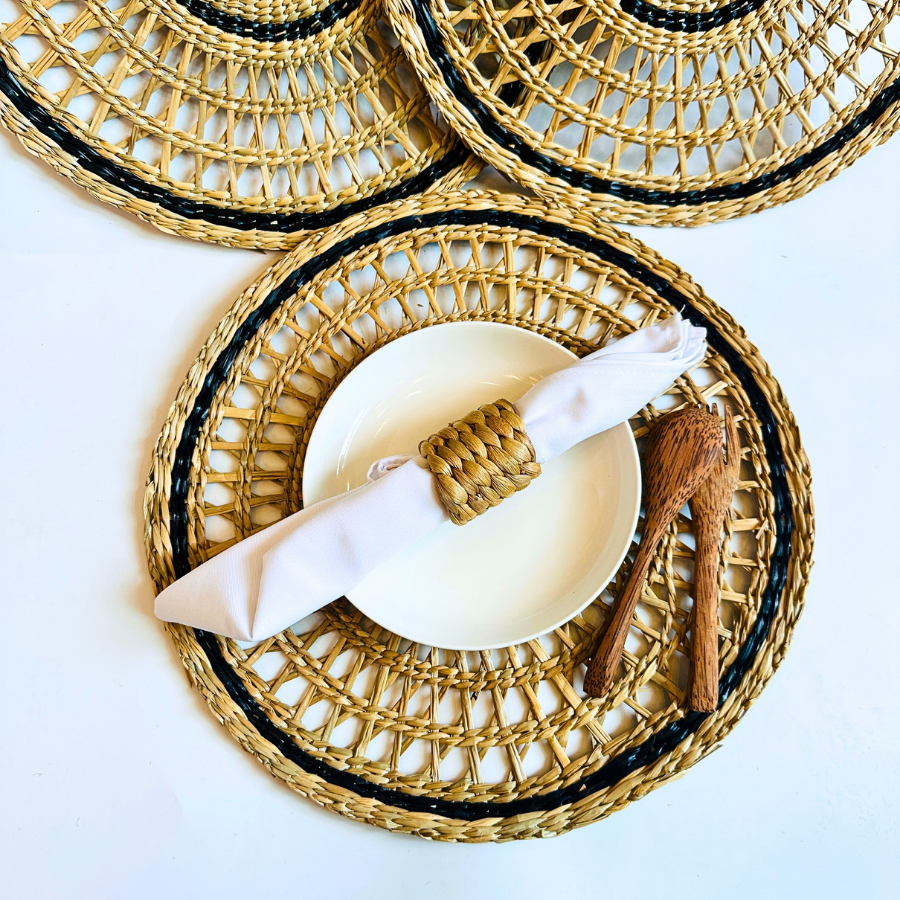 Set of 6 Handwoven Seagrass Placemat: Boho Table Decor, 14-inch