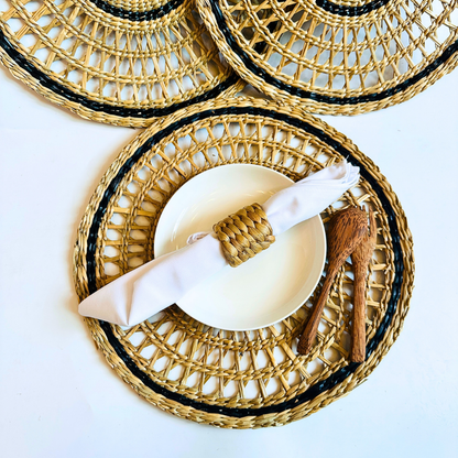 Set of 6 Handwoven Seagrass Placemat: Boho Table Decor, 14-inch