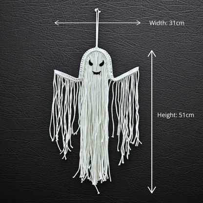 Boho Gothic Macrame Ghost - Handmade Halloween Wall Art Gift