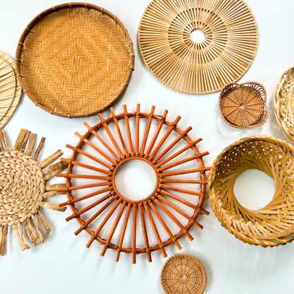 Boho Woven Wall Basket Set Rattan Seagrass Christmas Decor