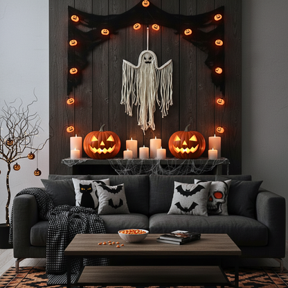 Handmade Macrame Ghost Decor Spooky Boho Halloween Wall Art