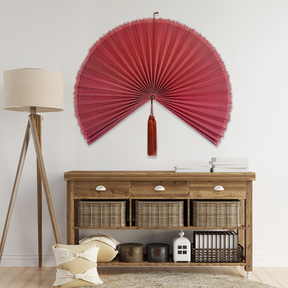 Handmade Wall Fan, Bamboo Wall Fan 40 inches, Vintage Boho Hanging Fan, Colorful Wall Fan Decor, Handmade Birthday Gift