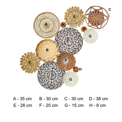 Woven Wall Basket Set: 13 Piece Boho Wicker Decor, Christmas Decor Boho Wall Art