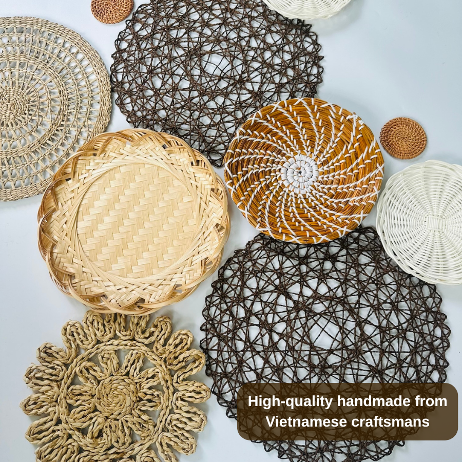 Woven Wall Basket Set: 13 Piece Boho Wicker Decor, Christmas Decor Boho Wall Art