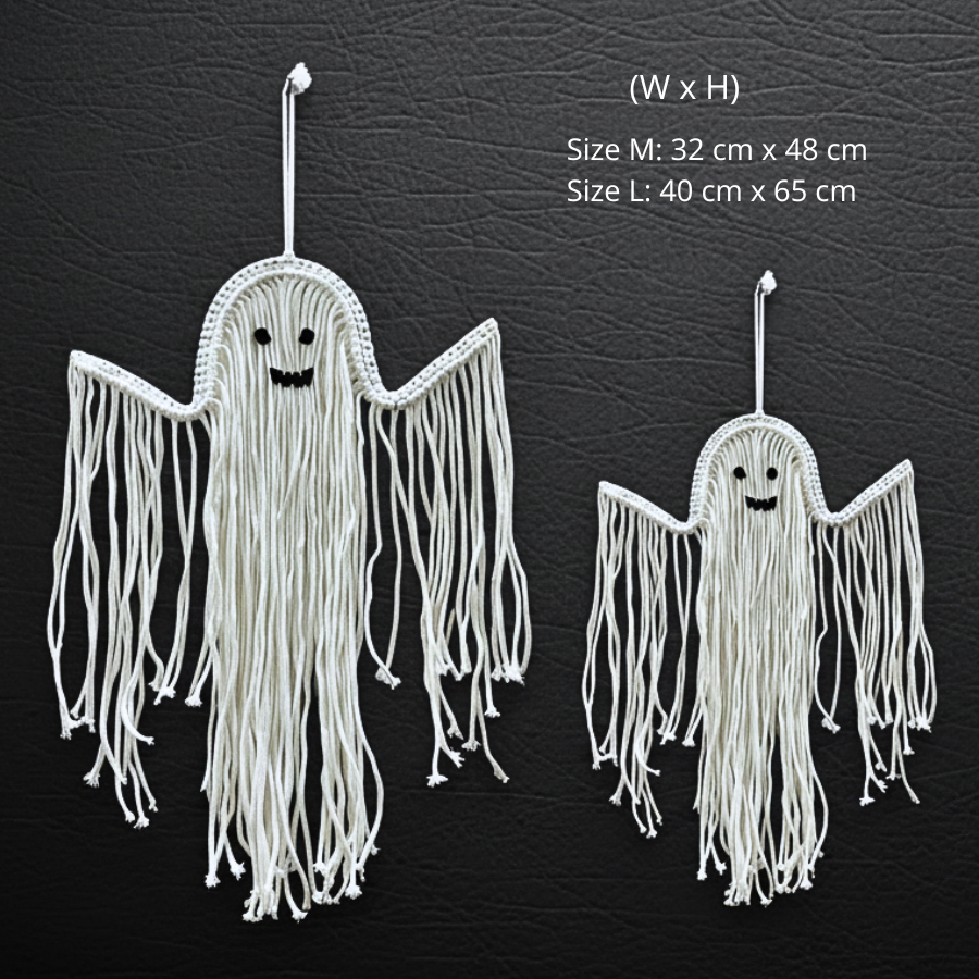 Gothic Macrame Ghost Wall Art Handmade Halloween Gift & Decor