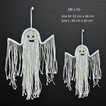 Gothic Macrame Ghost Wall Art Handmade Halloween Gift & Decor