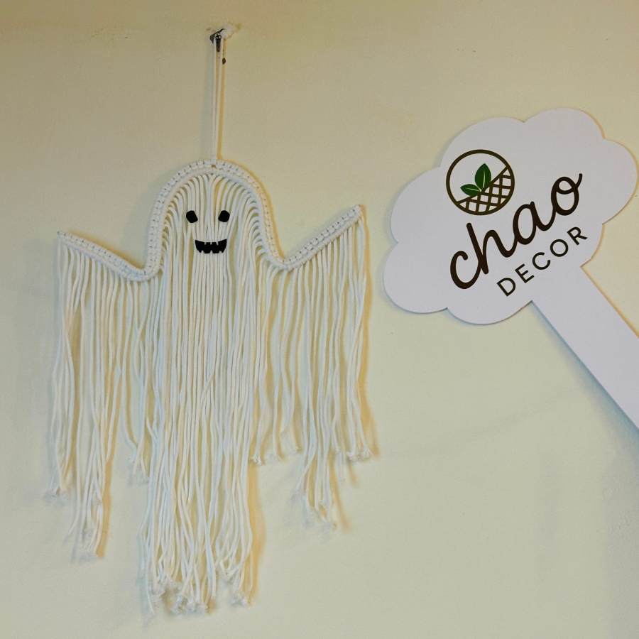 Gothic Macrame Ghost Wall Art Handmade Halloween Gift & Decor