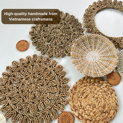 Set of 13 Boho Seagrass Woven Wall Baskets Living Room And Holiday Decor