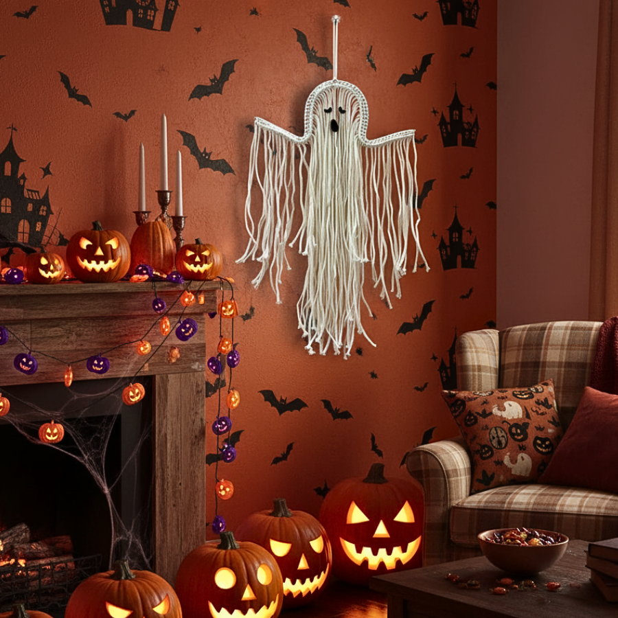 Handmade Halloween Decor: Cute Macrame Ghost Wall Art Gift