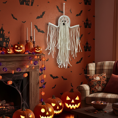 Handmade Halloween Decor: Cute Macrame Ghost Wall Art Gift