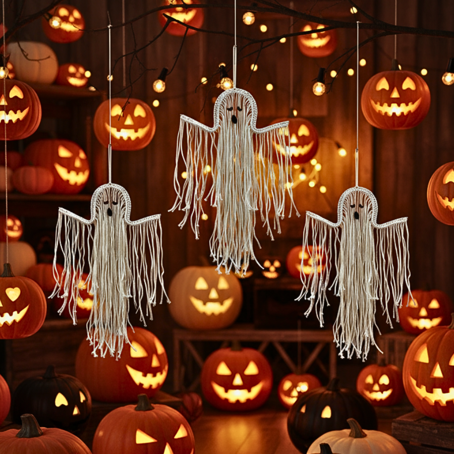 Handmade Halloween Decor: Cute Macrame Ghost Wall Art Gift
