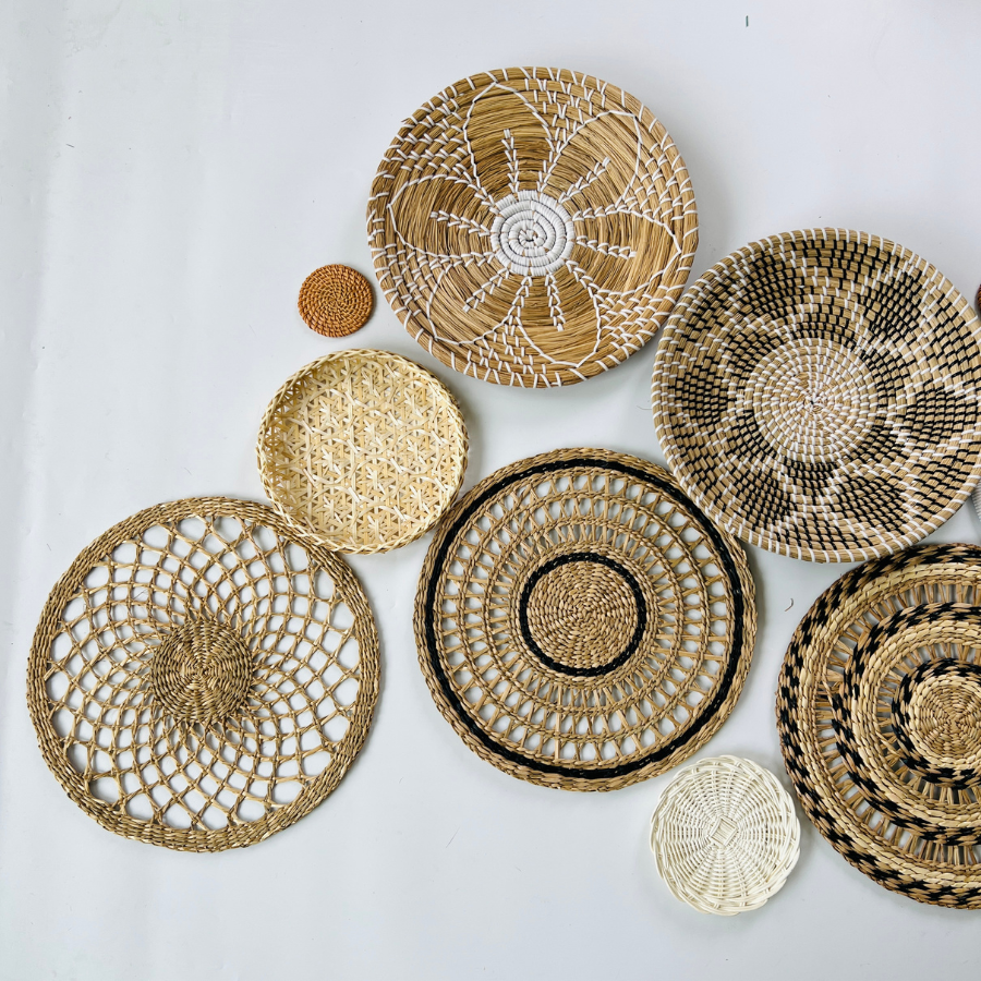 Set of 13 Boho Wall Baskets: Handwoven Seagrass Decor And Gift