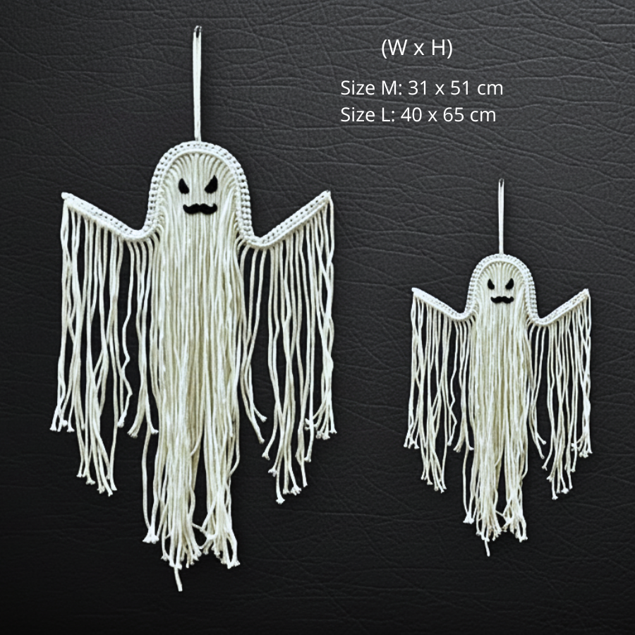 Handmade Macrame Ghost Decor Spooky Boho Halloween Wall Art