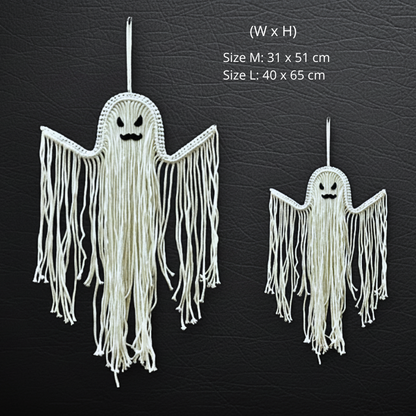 Handmade Macrame Ghost Decor Spooky Boho Halloween Wall Art