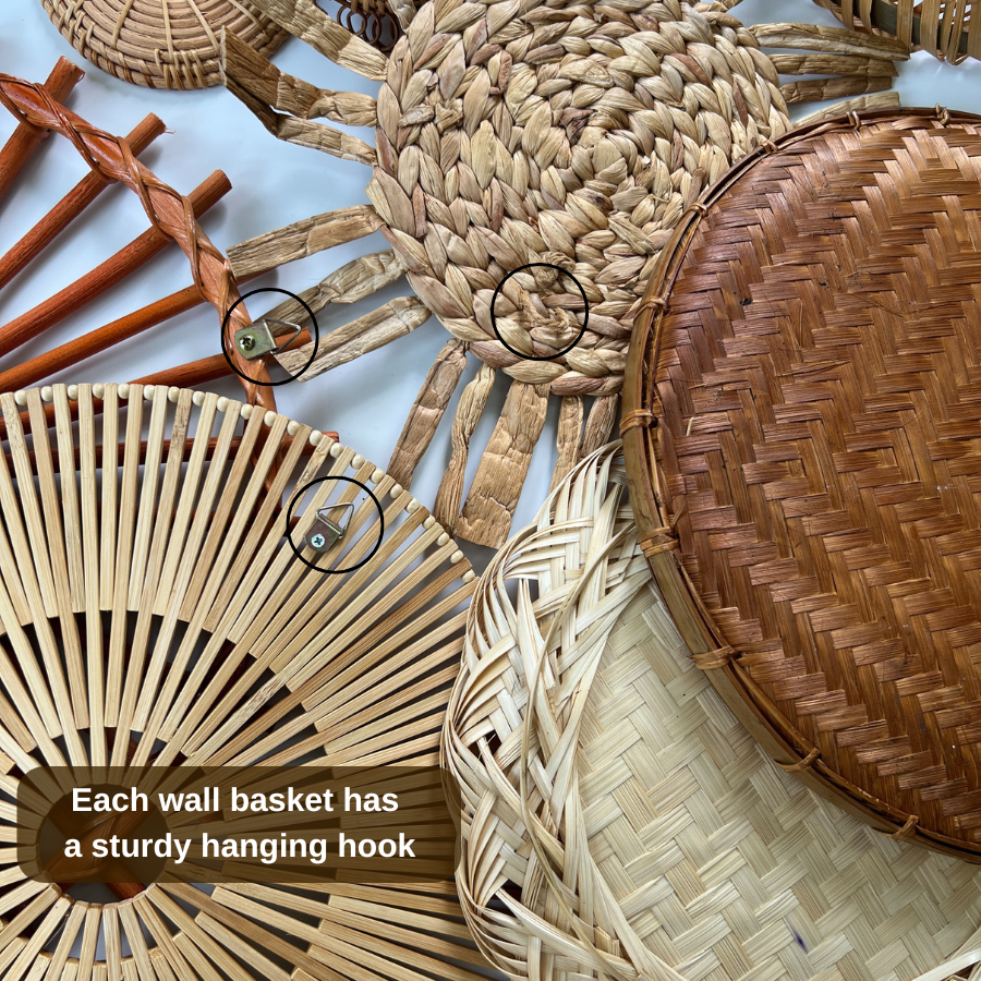 Boho Woven Wall Basket Set Rattan Seagrass Christmas Decor