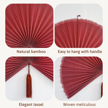 Handmade Wall Fan, Bamboo Wall Fan 40 inches, Vintage Boho Hanging Fan, Colorful Wall Fan Decor, Handmade Birthday Gift