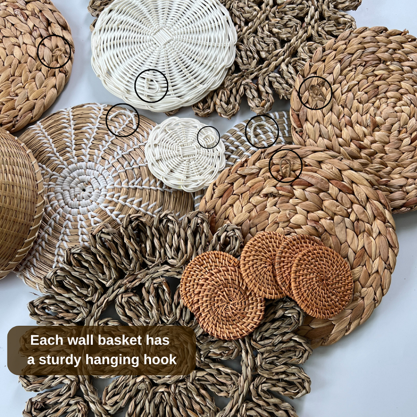 Set of 13 Boho Seagrass Woven Wall Baskets Living Room And Holiday Decor