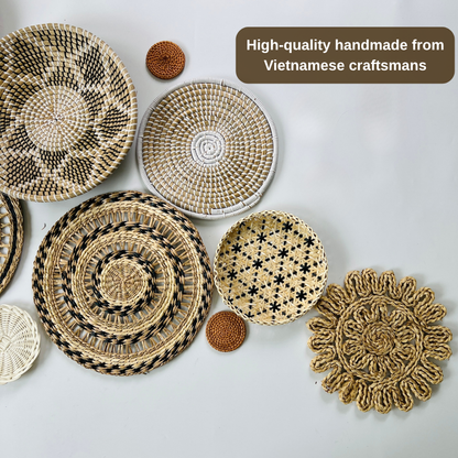 Set of 13 Boho Wall Baskets: Handwoven Seagrass Decor And Gift