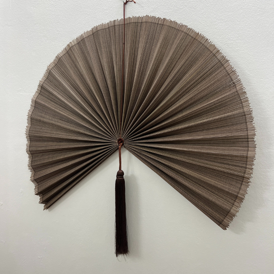 Handmade Bamboo Wall Fan Set – Chestnut Brown Wabi Sabi & Japandi Wall Decor for Headboard, Artisan Gift