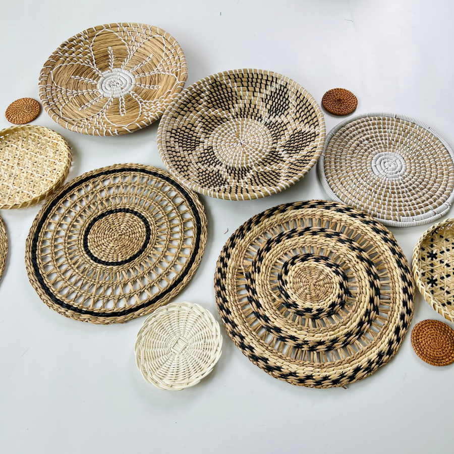 Set of 13 Boho Wall Baskets: Handwoven Seagrass Decor And Gift