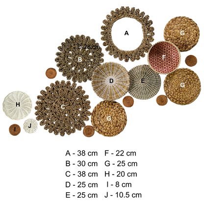 Set of 13 Boho Seagrass Woven Wall Baskets Living Room And Holiday Decor