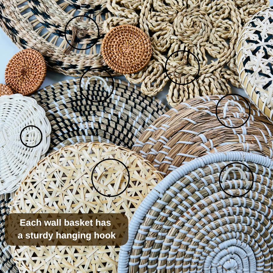 Set of 13 Boho Wall Baskets: Handwoven Seagrass Decor And Gift