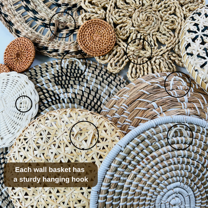 Set of 13 Boho Wall Baskets: Handwoven Seagrass Decor And Gift