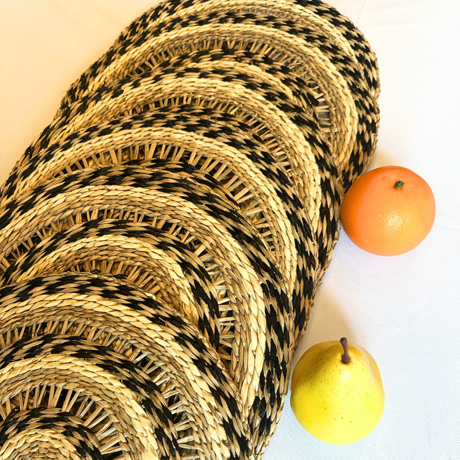 Set 6 Handwoven Natural Seagrass Placemats 14 inch Eco-Friendly Home, Kitchen Decor