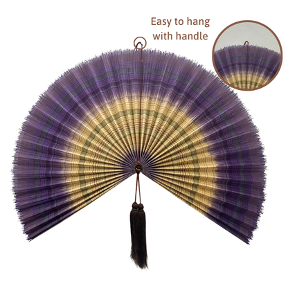 Large Lavender Bamboo Wall Fan (40 inch) Woven Decor & Handmade Gift