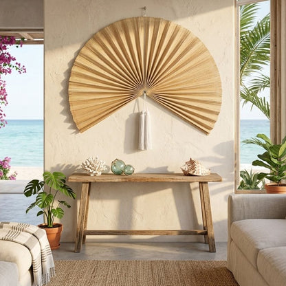 Large Woven Bamboo Wall Fan – Eco-Friendly Boho Home Decoration