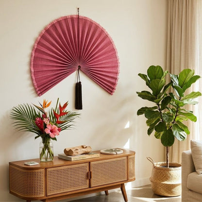 Handmade Wall Fan, Bamboo Wall Fan, Vintage Boho Hanging Fan, Colorful Wall Fan Decor, Handmade Birthday Gift