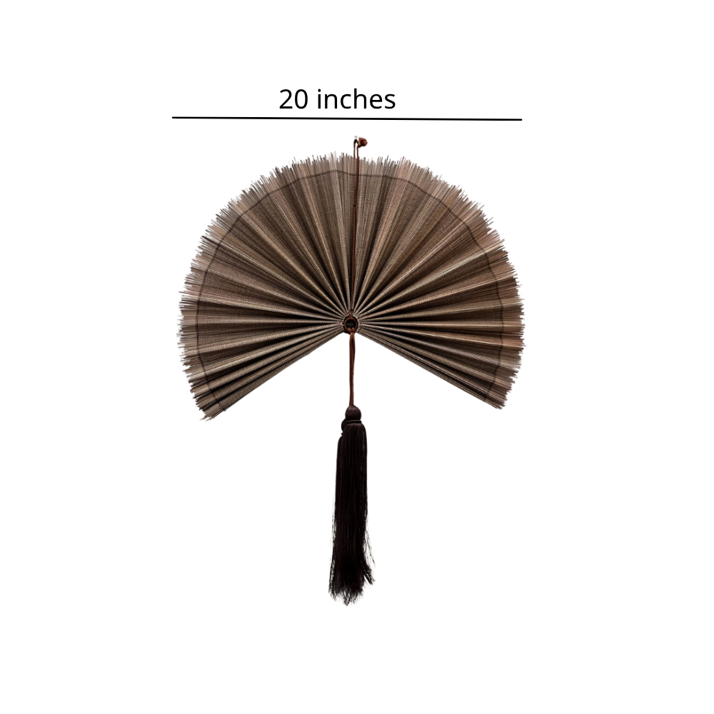 20-inch Chestnut Brown Bamboo Wall Fan – Boho Wabi Sabi Style Decor, Handcrafted Bamboo Fan for Living Room, Bedroom & Gift Idea