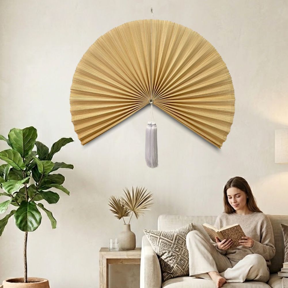 Large Handmade Bamboo Wall Fan – Natural Wall Decor for Modern Homes