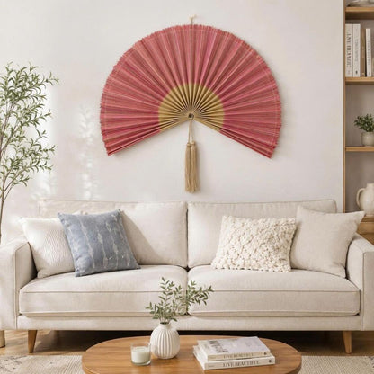 Large Bamboo Fan Wall Hanging Headboard For Gift And Decoration