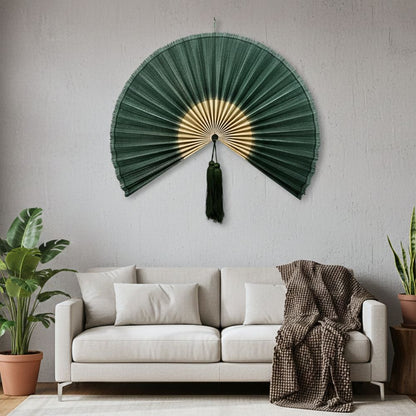 Large Bamboo Wall Fan – Handmade Boho Japandi Headboard & Wall Decor, Handcrafted Bamboo Wall Fan