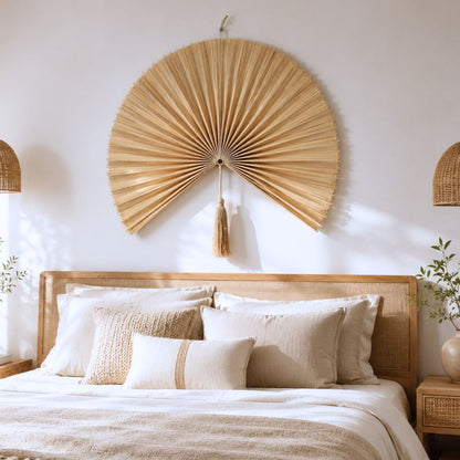 Large Woven Bamboo Wall Fan – Eco-Friendly Boho Home Decoration