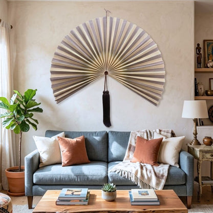 Decorative Bamboo Wall Fan Handmade Home Accent for Living Room Bedroom and Entryway