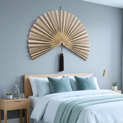 Decorative Bamboo Wall Fan Handmade Home Accent for Living Room Bedroom and Entryway