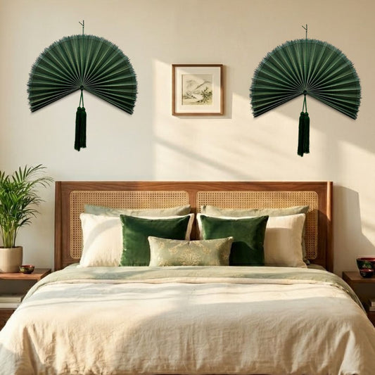 Bamboo Wall Fan – Summer Folding Wall Decor for Living Room Bedroom Headboard