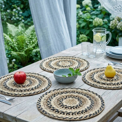 Handwoven Natural Seagrass Placemats 14 inch Eco-Friendly Home, Kitchen Decor