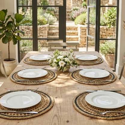 Set of 6 Handwoven Seagrass Placemat: Boho Table Decor, 14-inch