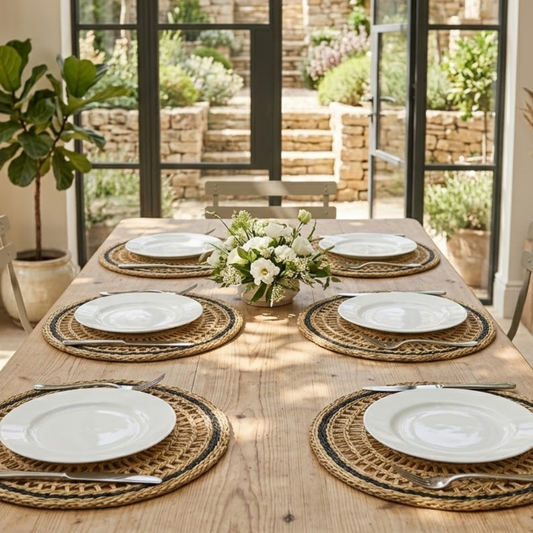 Set of 6 Handwoven Seagrass Placemat: Boho Table Decor, 14-inch