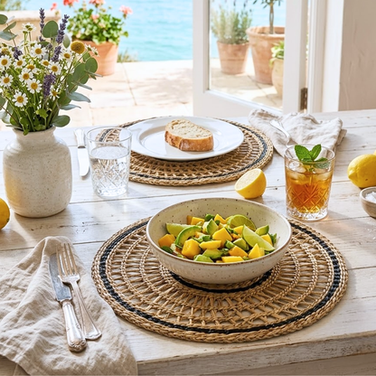 Set of 6 Handwoven Seagrass Placemat: Boho Table Decor, 14-inch