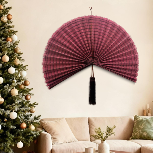 Red Wine Bamboo Wall Fan Decor From Vietnamese Craftmen