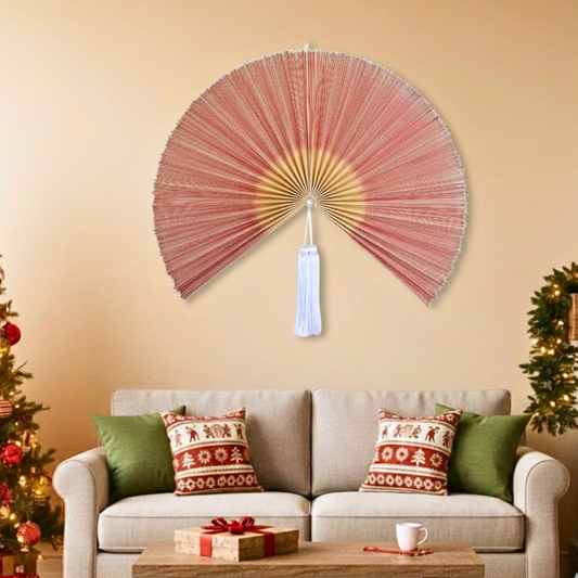 Large Bamboo Fan Wall Hanging Headboard For Gift And Decoration
