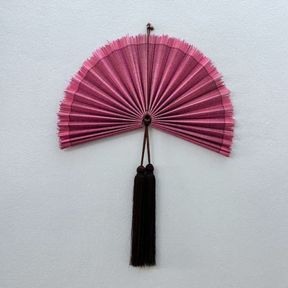 Bamboo Wall Fan 20" Handmade – Boho Decor with Tassel, Woven Wall Hanging Gift