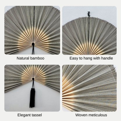 Large Handcrafted Bamboo Fan Wall Decor, Japandi Boho Wall Hanging for Bedroom & Living Room