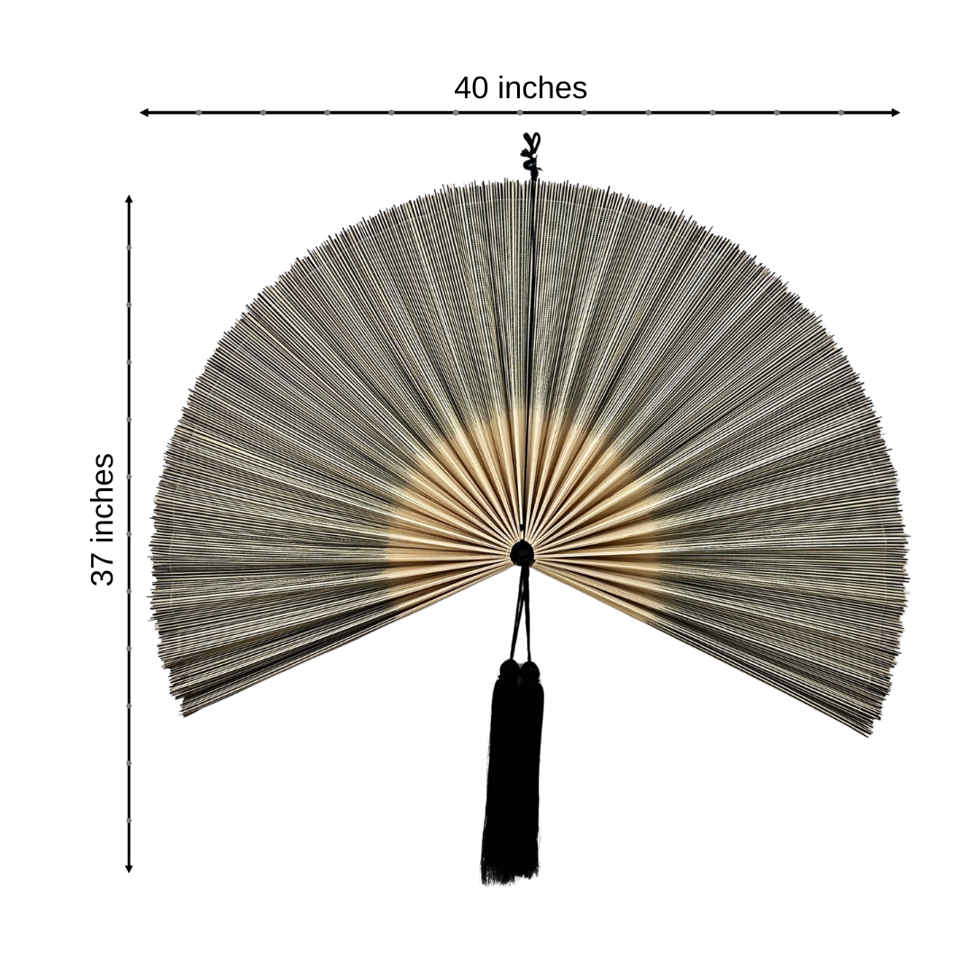 Large Handcrafted Bamboo Fan Wall Decor, Japandi Boho Wall Hanging for Bedroom & Living Room