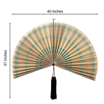 Oversized Bamboo Fan Wall Decor, Boho Headboard Art, Summer Home Decor, Handcrafted Olive Green