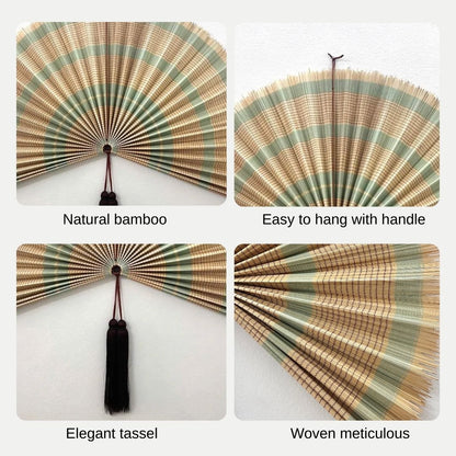 Oversized Bamboo Fan Wall Decor, Boho Headboard Art, Summer Home Decor, Handcrafted Olive Green